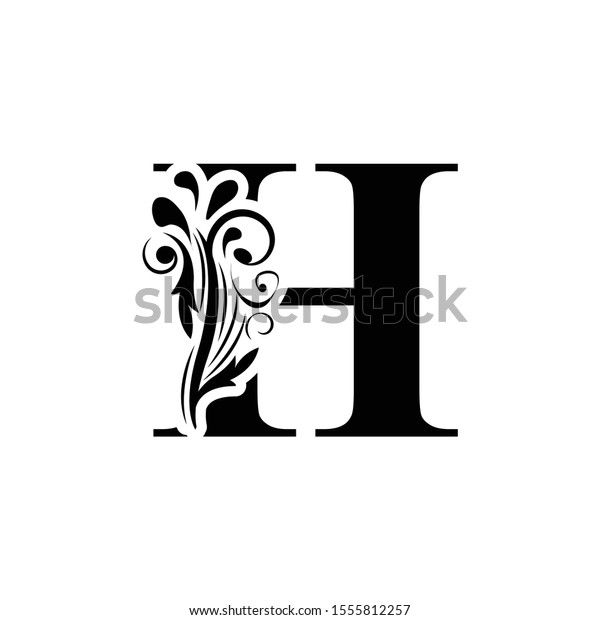 Letter H Black Flower Alphabet Beautiful Stock Vector (Royalty Free ...