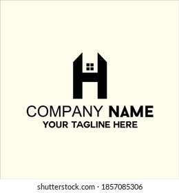 letter H black house vector icon
