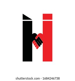 Letter H Black and Red Logo Vector