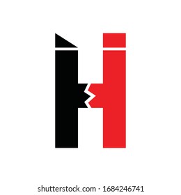 Letter H Black and Red Logo Vector