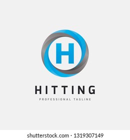 Letter H Blue Circle Logo Design - Vector File