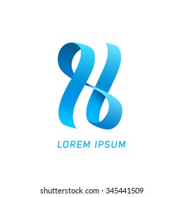 Letter H blue ribbon logo