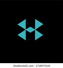letter H blue simple design vector