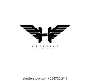 Letter H Bold Strong Wings Shape Modern Element Logo
