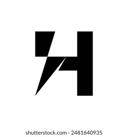 letter H with bolt left logo design