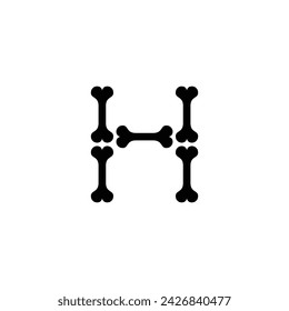 símbolo geométrico de hueso letra H vector de logotipo simple
