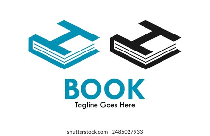 Letter h with books logo template illustration
