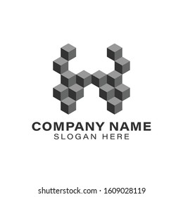 letter h. box  block chain logo Ideas. Inspiration logo design. Template Vector Illustration. Isolated On White Background