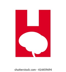 letter h and brain symbol logo vector.
