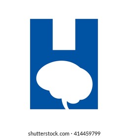 letter h and brain symbol logo vector.