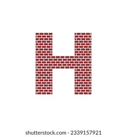 Buchstabe H mit Logo von Brick Wall, Vektordesign-Baufirma, Creative Initial Letter und Wand-Logo-Vorlage
