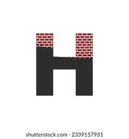 Letter H with Brick Wall logo vector design building company, Creative Initial letter and wall logo template