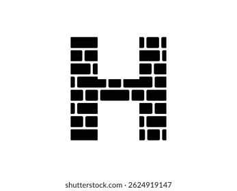 letter H brick wall symbol icon design vector isolated transparent background