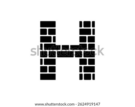 letter H brick wall symbol icon design vector isolated transparent background