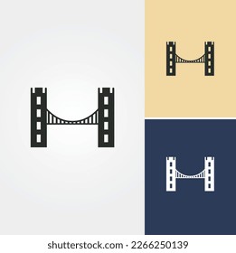 Letter H Bridge Logo Design Vector