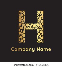 Letter H Bubbles Vector. Gold Bubble Design Vector Illustration. Letter vector design template elements for your application or corporate identity.