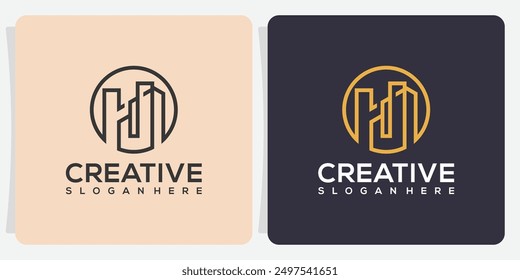 Letter H Building Logo collection, H logo with building concept