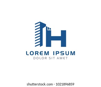 Letter H With Building Logo Design