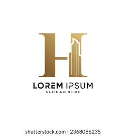 Letter H and building logo design vector illustration with creative concept