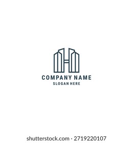 Letter h building logo icon design template flat vector