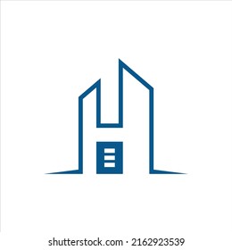 Letter H building vector logo template