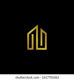 letter h building.golden h logo vector