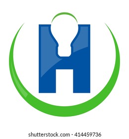 letter h and bulb logo vector.