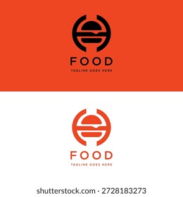 Letra H Logotipo de hamburguesa, Logotipo simple y elegante de la letra h que forma una hamburguesa. Puede ser utilizado para el logotipo del restaurante de la comida rápida