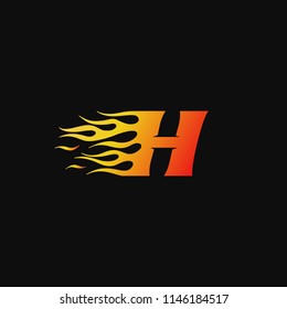 letter H Burning flame logo design template