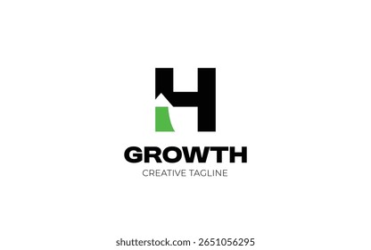 Letra H logotipo comercial com letra H e seta para cima, logotipo de crescimento