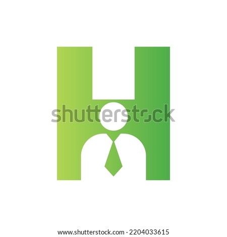 Letter H Business Man Symbol  for Insurance, Secure And Success Vector Template Imagine de stoc © 