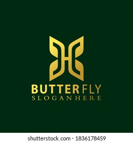 Letter H Butterfly Beauty logo design vector illustration