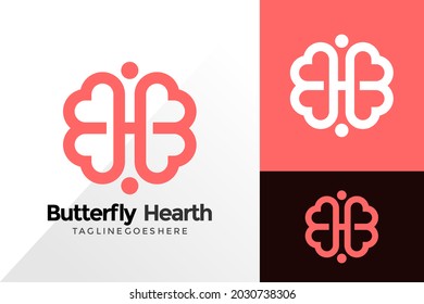 Letter H Butterfly hearth Logo Design, Abstract Logos Designs Concept for Template