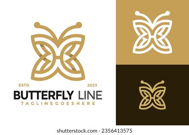 Letra H Mariposa Diseño de logotipo lineal Icono de símbolo vectorial
