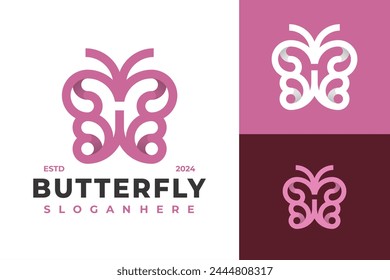Letter H Butterfly logo design vector symbol icon illustration