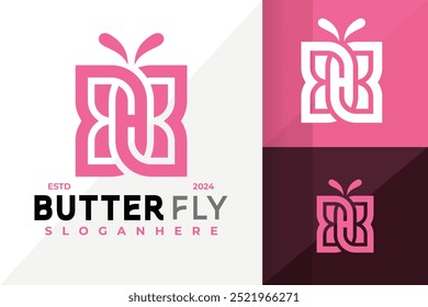 Letter H Butterfly Logo Icon Vector Design. Creative simple logos designs illustration