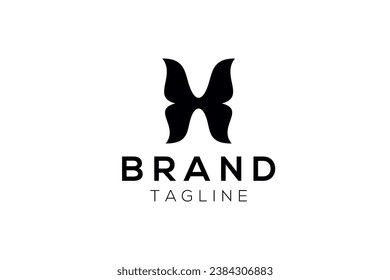 letter h butterfly vector template logo design