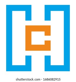 Letter H and C design concept. Letter C at the middle