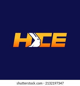 Letter H C E Excavator logo template vector. Heavy equipment logo vector for construction company. Creative excavator illustration for logo template.