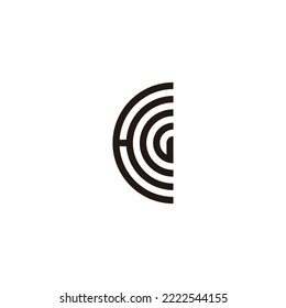 Geometrisches Symbol des Buchstaben H, C und G mit Halbkreiszeichen, einfaches Logo, Vektorgrafik