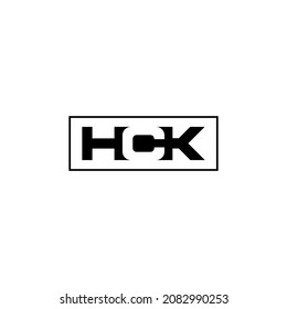 Letter H, C ,K Linked Logo. HCK Linked with Letter C Negative Space. Design vector Icon Illustration