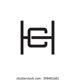 letter H and C monogram square shape logo black