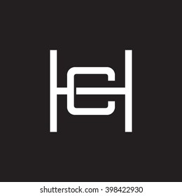 letter H and C monogram square shape logo white black background