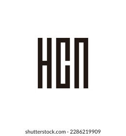 Letter H, C and n square, rectangles geometric symbol simple logo vector