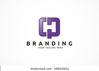 letter h, c and p square logo design template