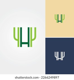 Vector de diseño del logotipo Cactus de la letra H