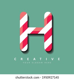 Diseño del logotipo de la carta H Candy. Ilustración vectorial