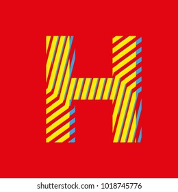 letter H, capital letter for advertising or editable editorial use, vector texture with lines