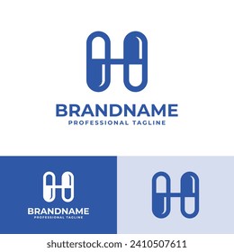Logo von Letter H Kapsel, geeignet für Unternehmen, die sich auf Kapsel oder Pille mit H beziehen