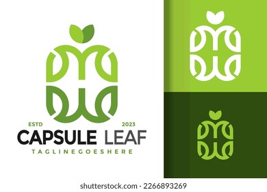 Letter H Capsule Nature Leaf Monogram Unique Logo